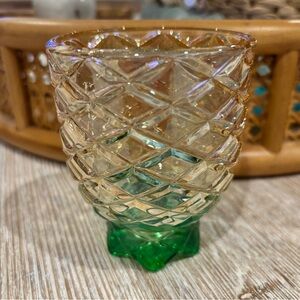 Vintage Bacardi pineapple glass tumbler signed bottom tiki bar drink ware